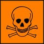 Grafik Totenkopf vor orangenem Hintergrund als Warnung: Formaldehyd - toxiscd alks 