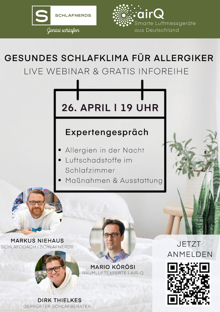 Flyer Event Live Webinar "Gesundes Schlafklima für Allergiker"