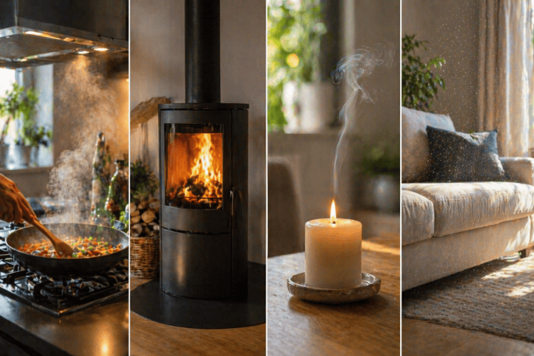 Feinstaub entsteht unter anderem durch alltägliche Dinge wie Kochen, Heizen oder Kerzen. Diese Gefahren für die Gesundheit lassen sich vermeiden, indem die Luftqualität mit dem air-Q gemessen wird.