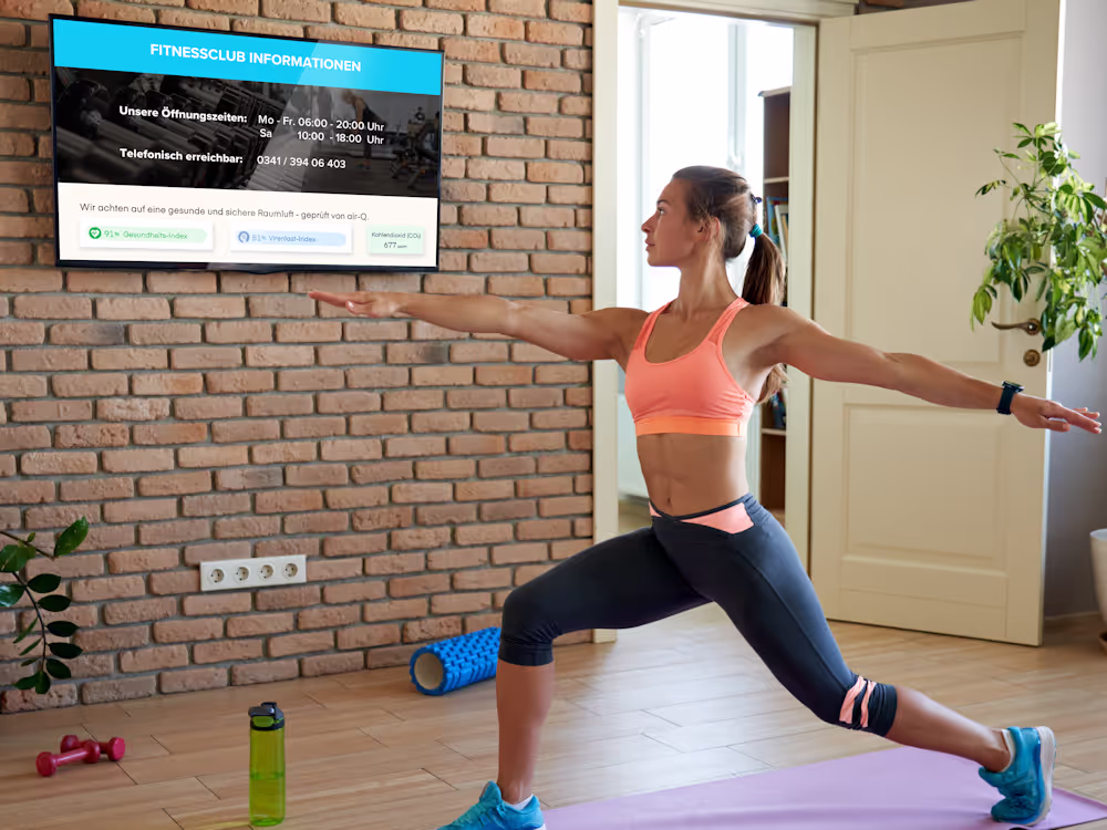 air-Q Smart Widget - Luftqulitätsindex - Virenindex im Fitness Studio