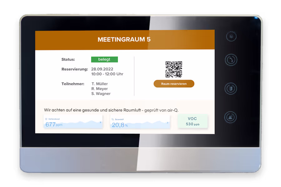 air-Q Smart Widget - Luftqulitätsindex - Virenindex im Meetingraum-screen